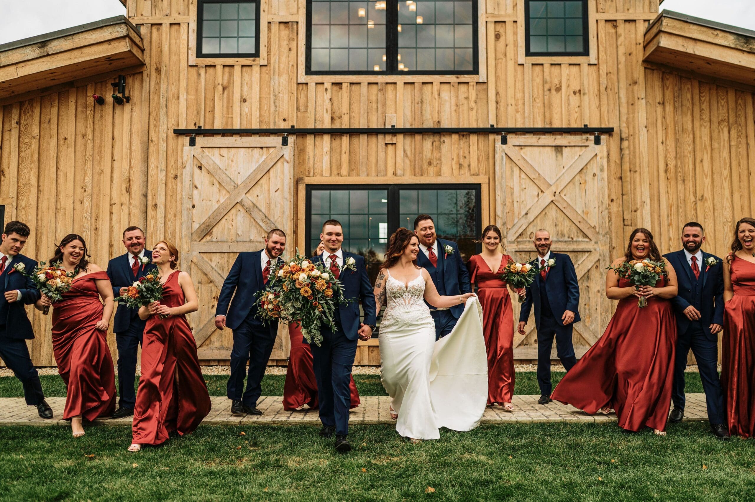 Bridal Party In Front of Wedding Venue