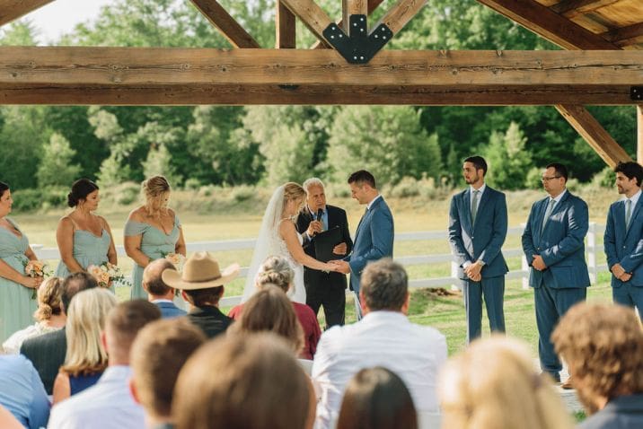 Wedding Ceremony With Guests And Couple