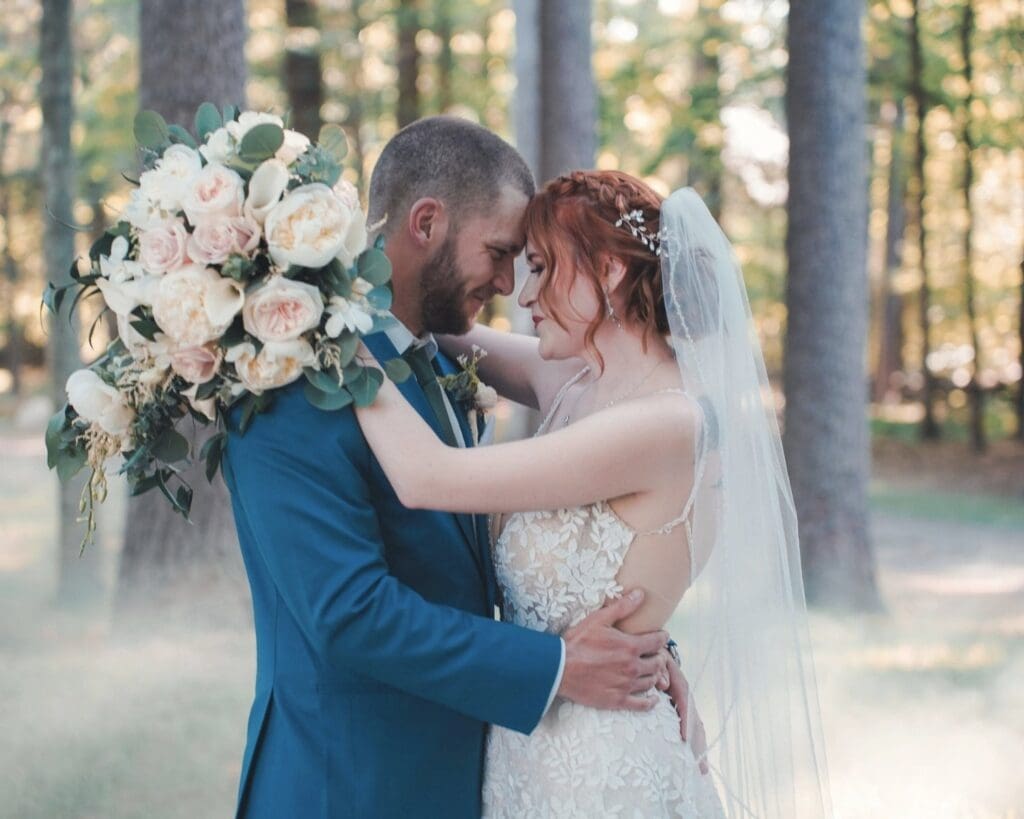 Bride and Groom Portrait In A Forest Wedding