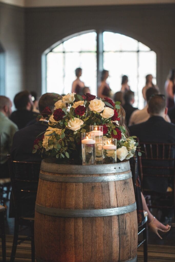Wedding Flower Decor In a Barrel