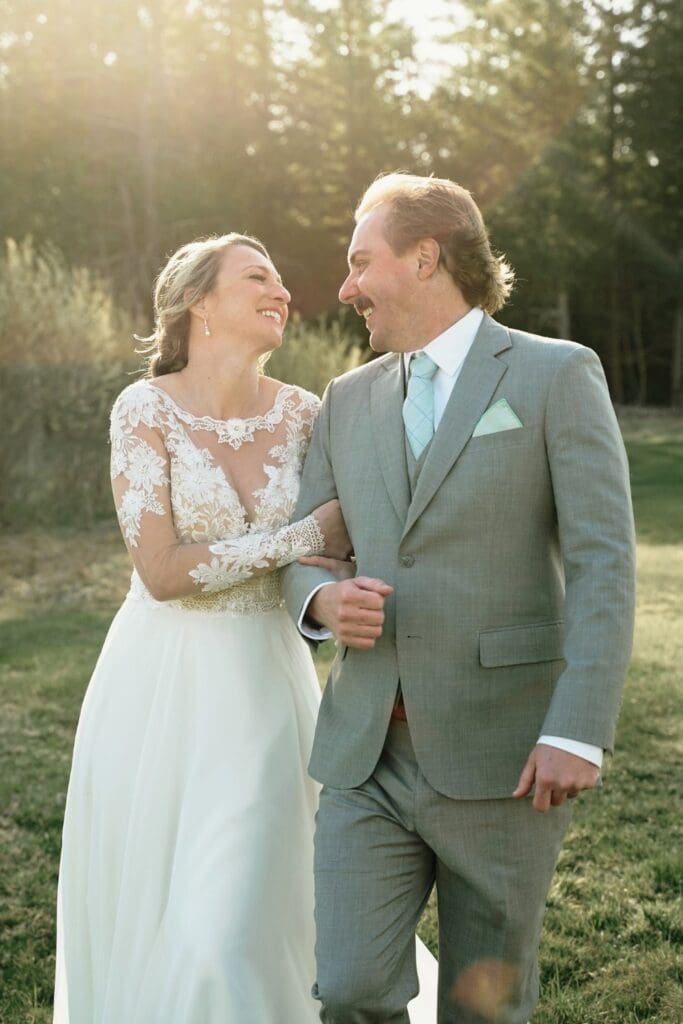 Bride and Groom Looking At Each Other Portrait