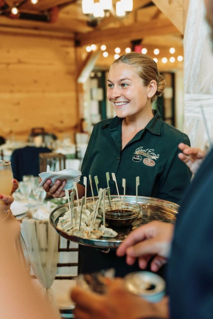 Wedding Waitress at an Indoor Reception