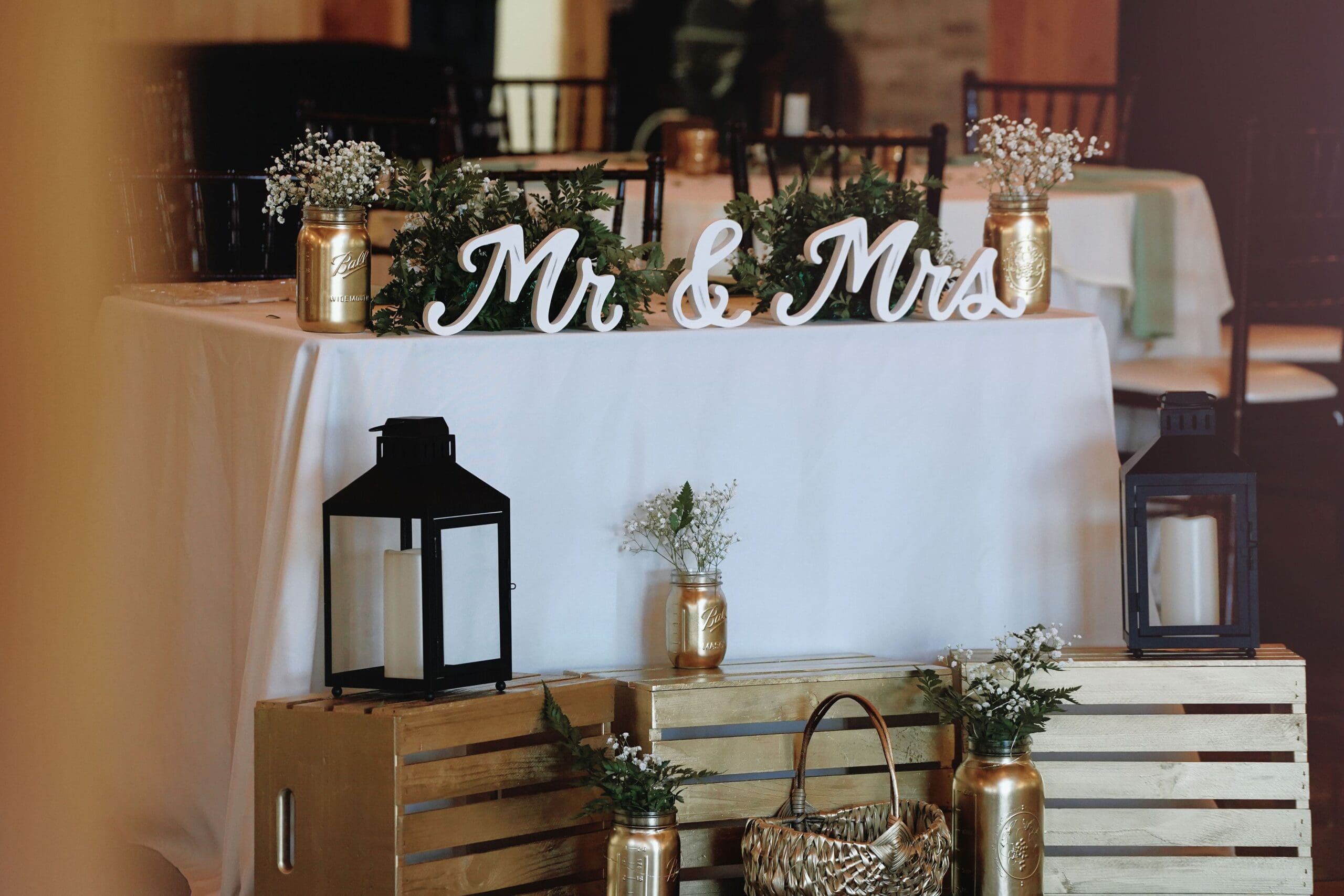 Mr and Mrs Wedding Table Decor at Reception