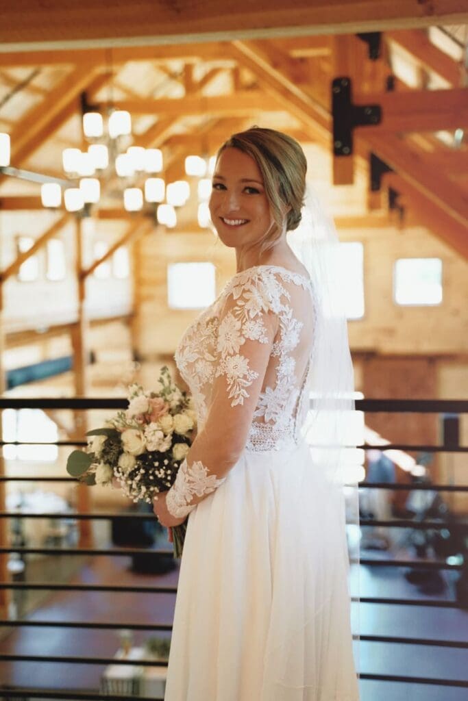 Wedding Bride Looking Back To The Camera