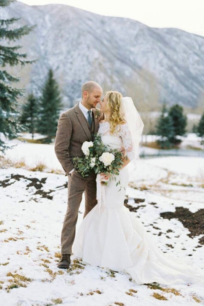 Couple Portrait In A Winter Wedding