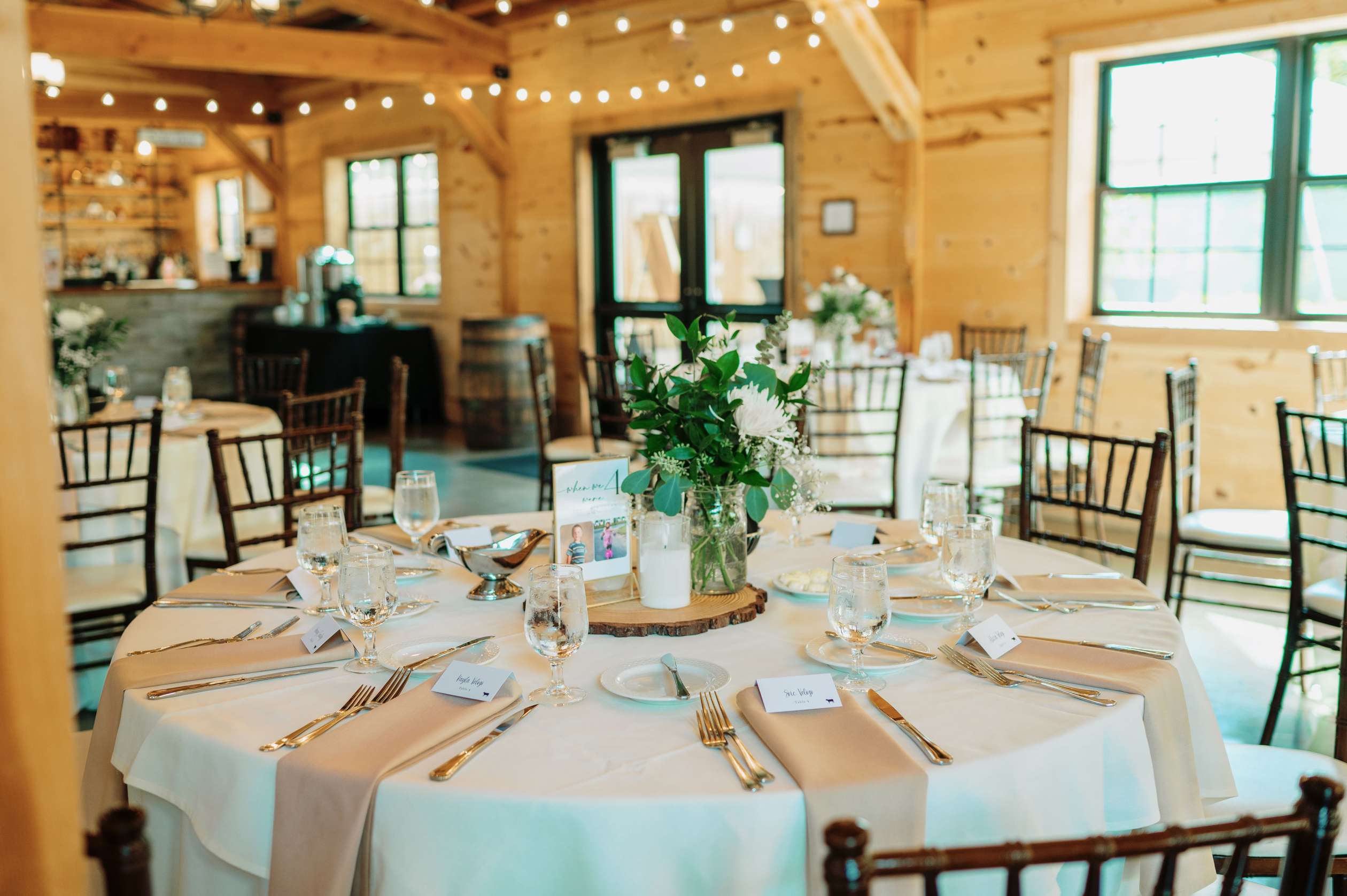 New England indoor reception table decor 